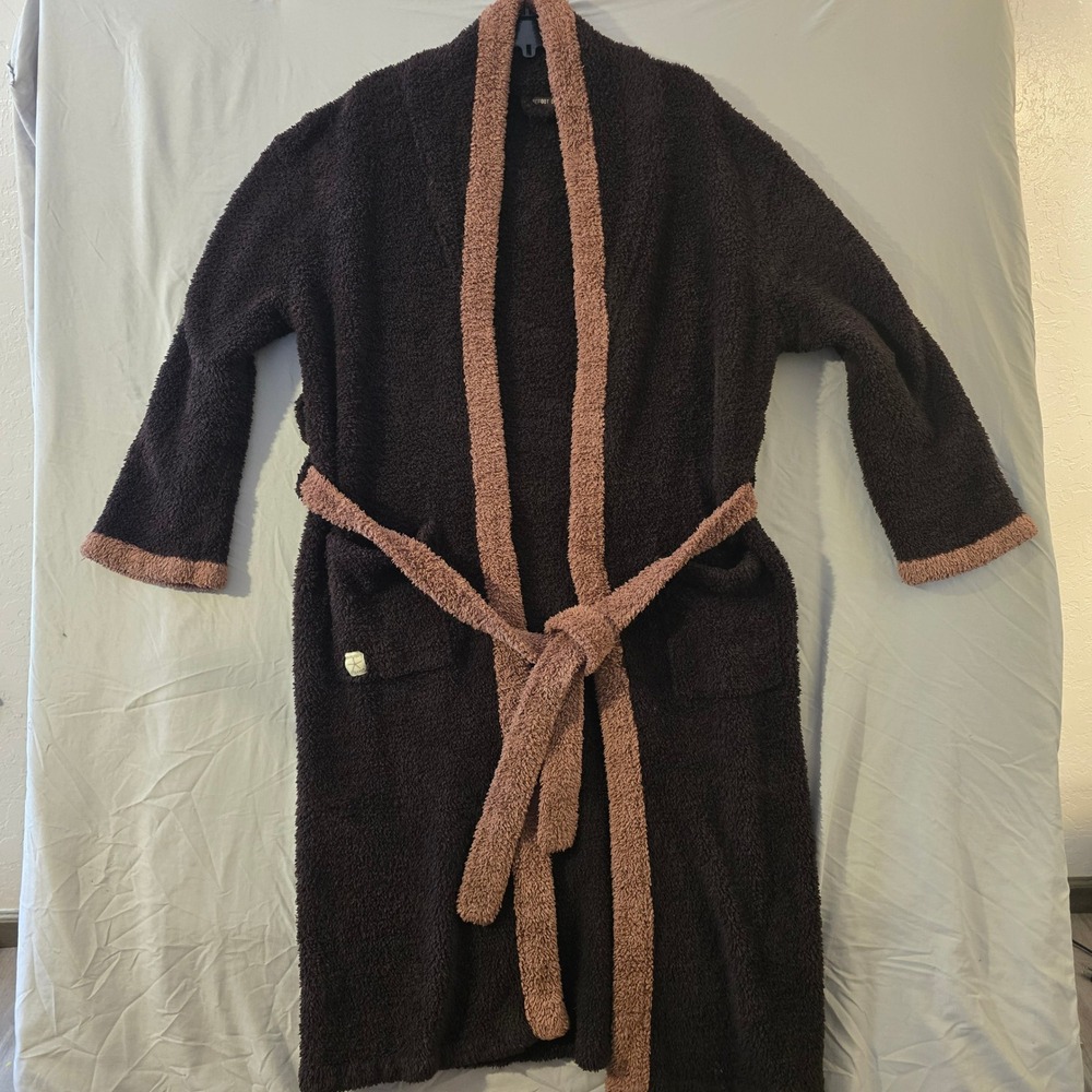 Barefoot Dreams Robe Size 2 Womens Espresso Brown CozyChic Plush Tie Waist 559‎